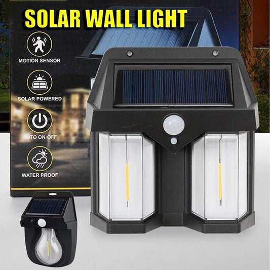 Double-Head Antique Solar Wall Lamp – Outdoor Sensor Light