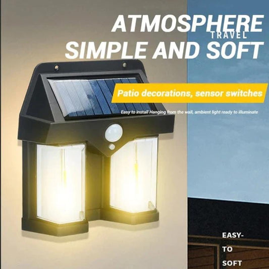 Double-Head Antique Solar Wall Lamp – Outdoor Sensor Light