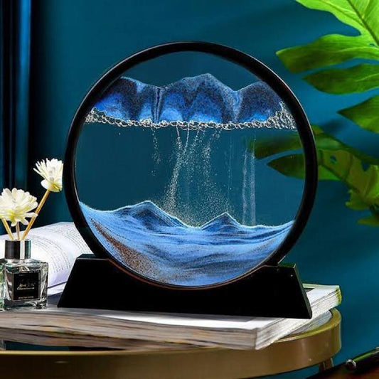 3D Moving Sand Art Hourglass – Sandscape Decoration with Metal Stand