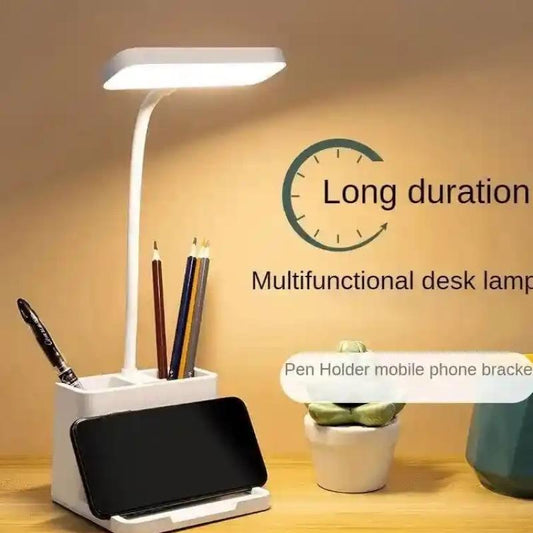 LED Study Lamp with Pen Holder & Phone Stand – Touch Dimmable Desk Light