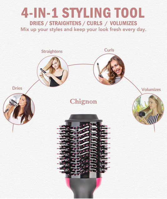 4-in-1 Hot Air Brush – Hair Dryer, Straightener & Curler