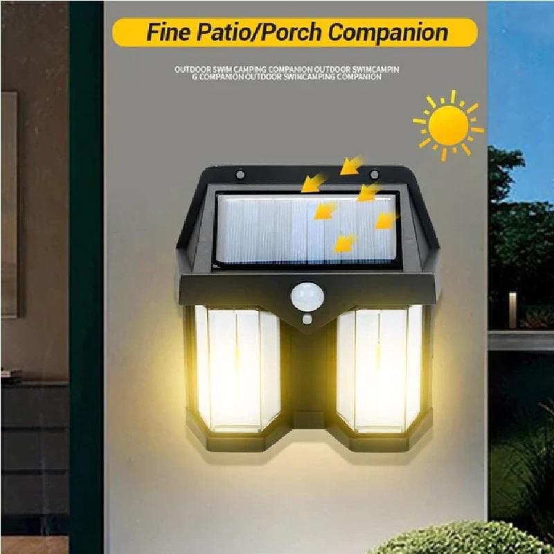 Double-Head Antique Solar Wall Lamp – Outdoor Sensor Light