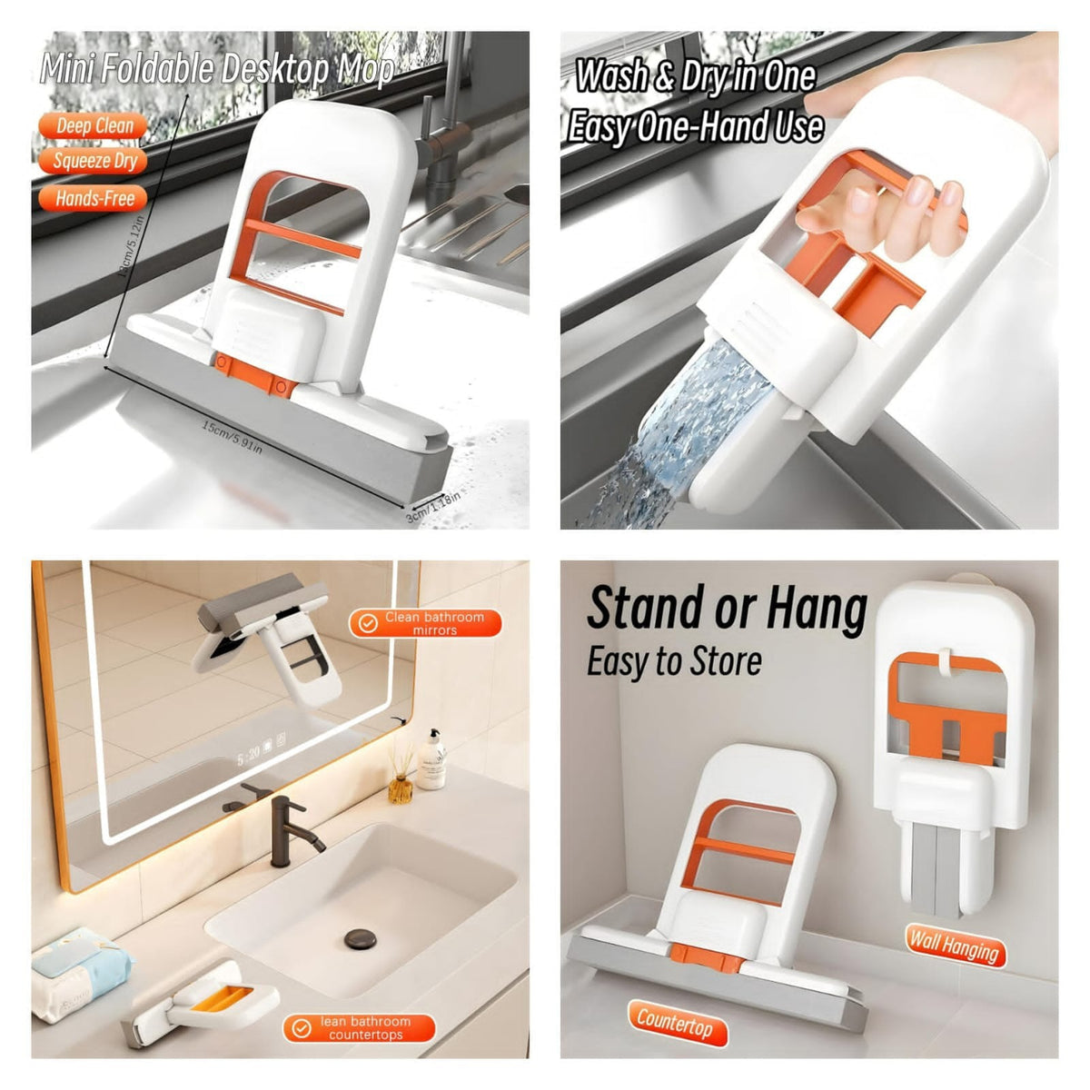 Foldable Mini Mop – Portable Wet & Dry Cleaning Mop