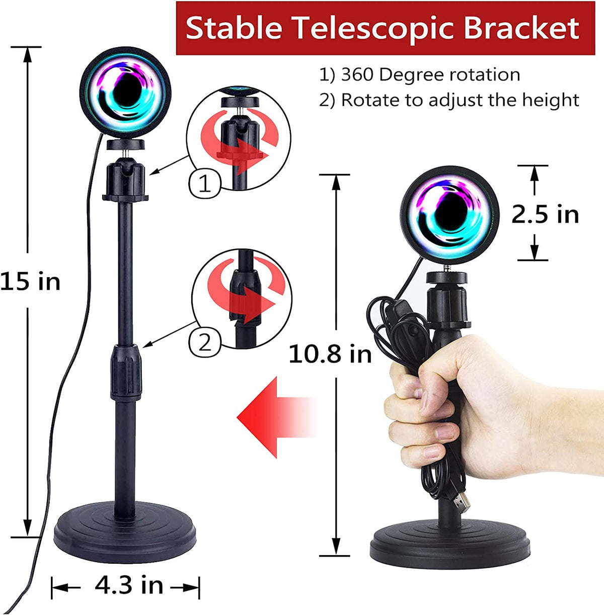 3-in-1 Sunset Projection Lamp – LED Mood Light