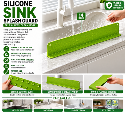 Silicone Sink Splash Guard – 16-Inch Kitchen Sink Water Barrier