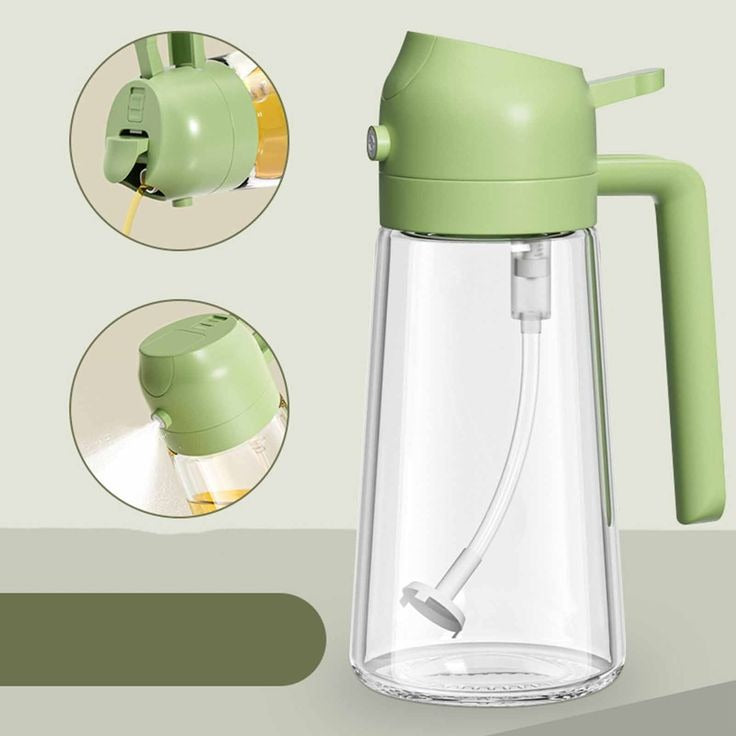 2-in-1 Oil Spray & Dispenser Bottle – 380ml Glass Cooking Oil Mister