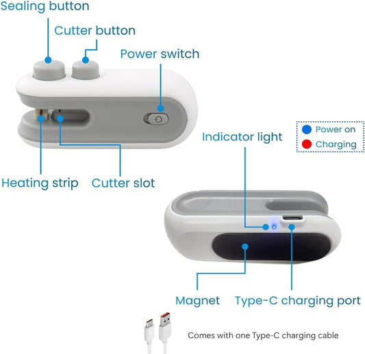 Mini Rechargeable Heat Bag Sealer – Portable Food Sealing Machine
