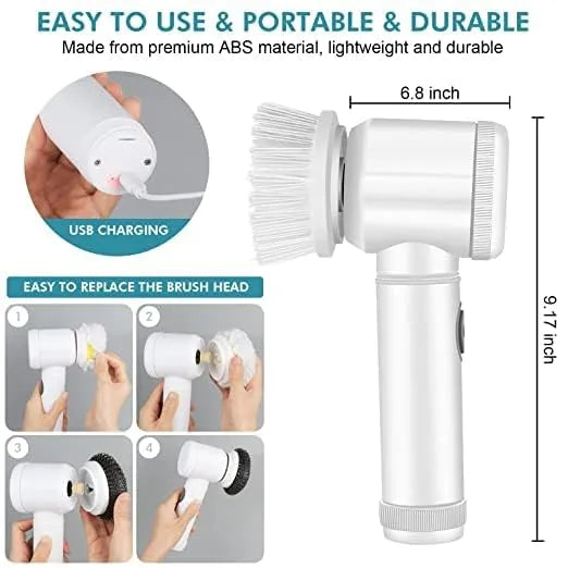 5-in-1 Electric Cleaning Brush – Cordless Handheld Scrubber