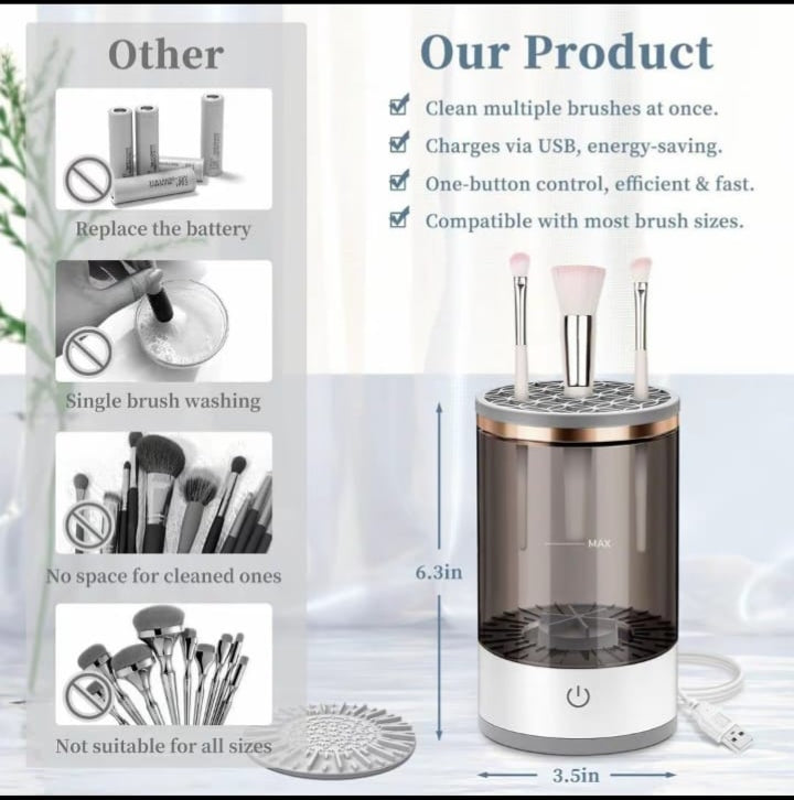 3-in-1 Electric Makeup Brush Cleaner – Automatic Brush Washer & Dryer
