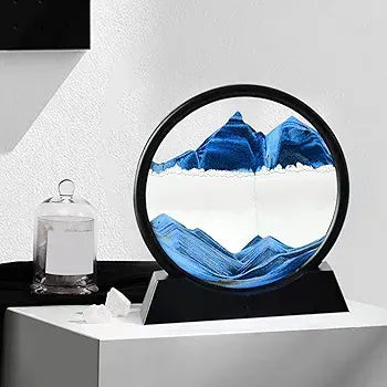 3D Moving Sand Art Hourglass – Sandscape Decoration with Metal Stand