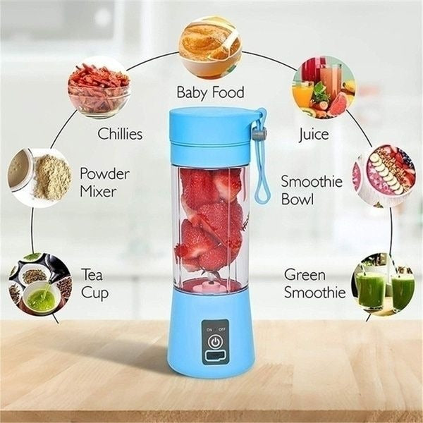 6-Blade Mini Portable USB Juicer Blender – 380ml