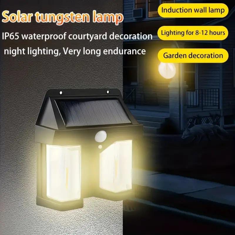 Double-Head Antique Solar Wall Lamp – Outdoor Sensor Light