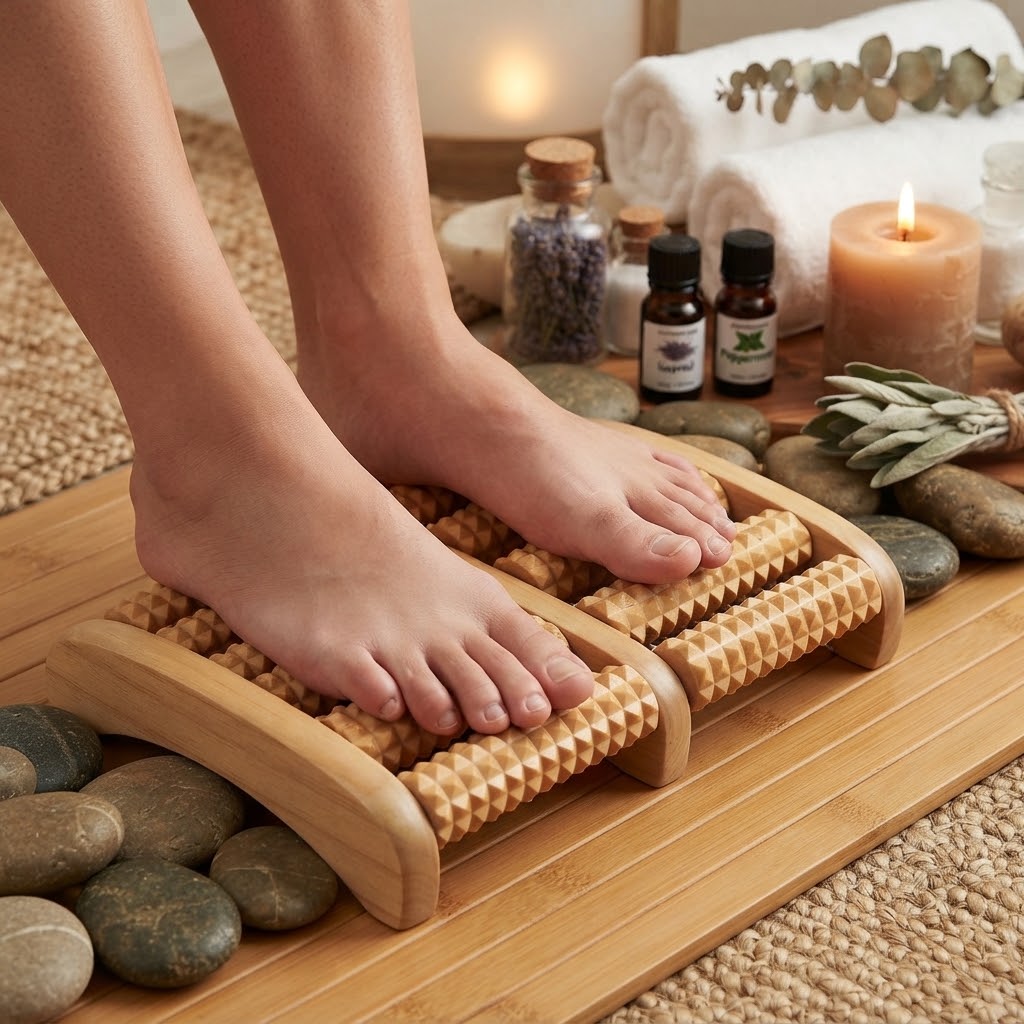 Wooden Foot Massager Roller – Reflexology Massage Tool