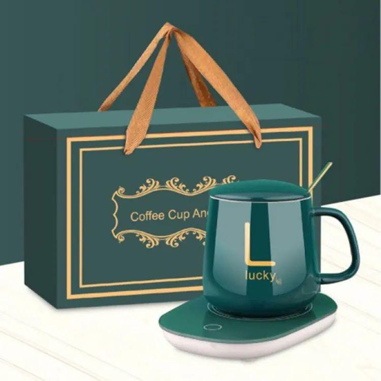 Electric Coffee Cup Warmer Set with Ceramic Mug