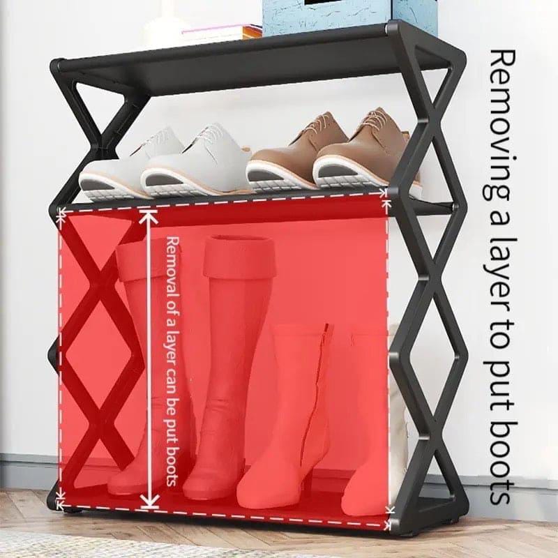 3-Tier X-Shaped Shoe Rack – Space-Saving Shoe Organizer
